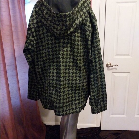 Adidas Ivy Park Hooded Twill Heavyweight Jacket Wild Pine Black Houndstooth - Picture 7 of 12